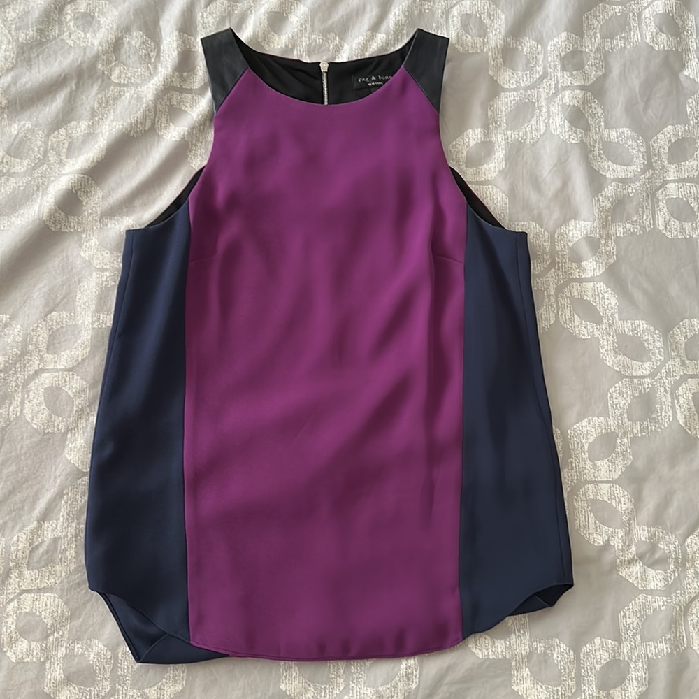 Rag & Bone Top - Leather & Colorblock Detail. - image 1